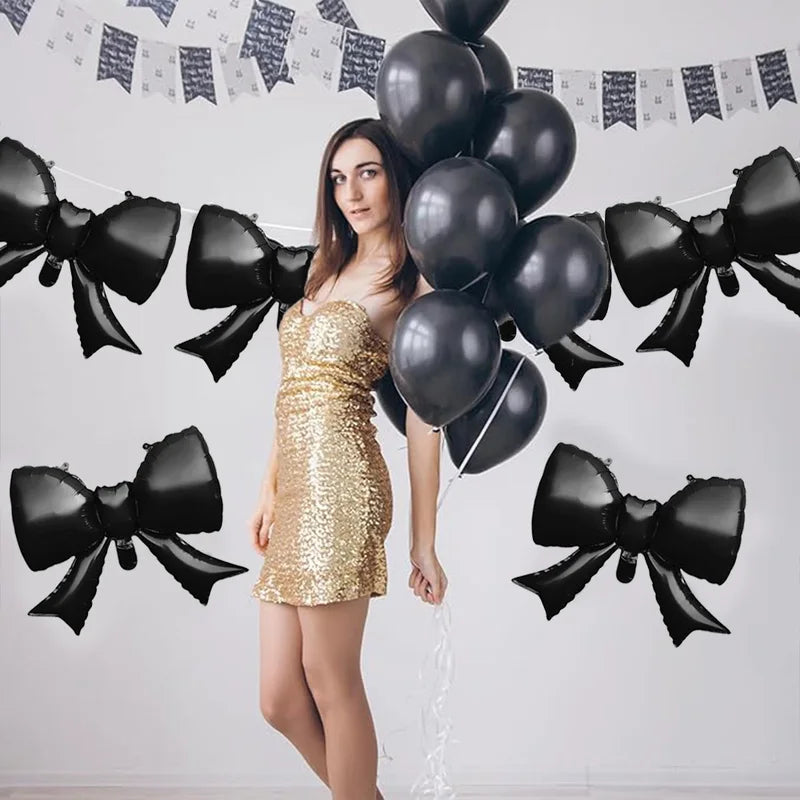 6 Pack 21-Inch Aluminum Foil Balloons with Bow Ties for Parties & Celebrations