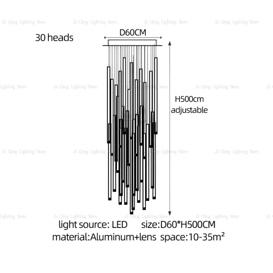 LED Long Chandeliers for Stairs & Living Rooms Minimalist Pendant Lighting