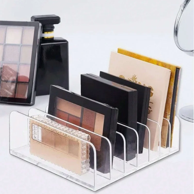 7-Compartment Transparent Makeup Organizer for Eyeshadow and Cosmetics