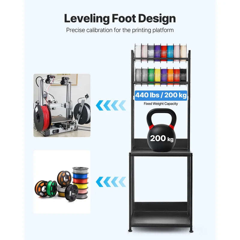 3D Printer Filament Storage Rack with Wheels - Multi-Tier Organizer for Office & Workshop