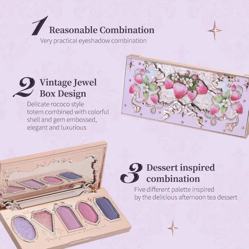 Vegan Glitter Eyeshadow Palette - 5 Color Creamy, Waterproof, Long-Lasting