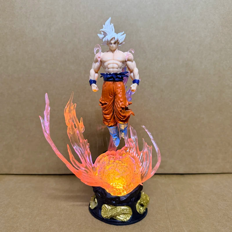24cm Anime Goku Action Figure Ultra Instinct Super Saiyan PVC Light-Up Statue Toy Gift