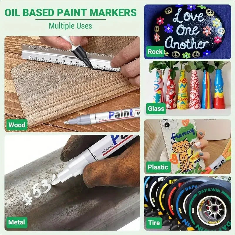 Colorful Waterproof Paint Markers Set for Arts Crafts and DIY Projects - 1/3/6/12Pcs