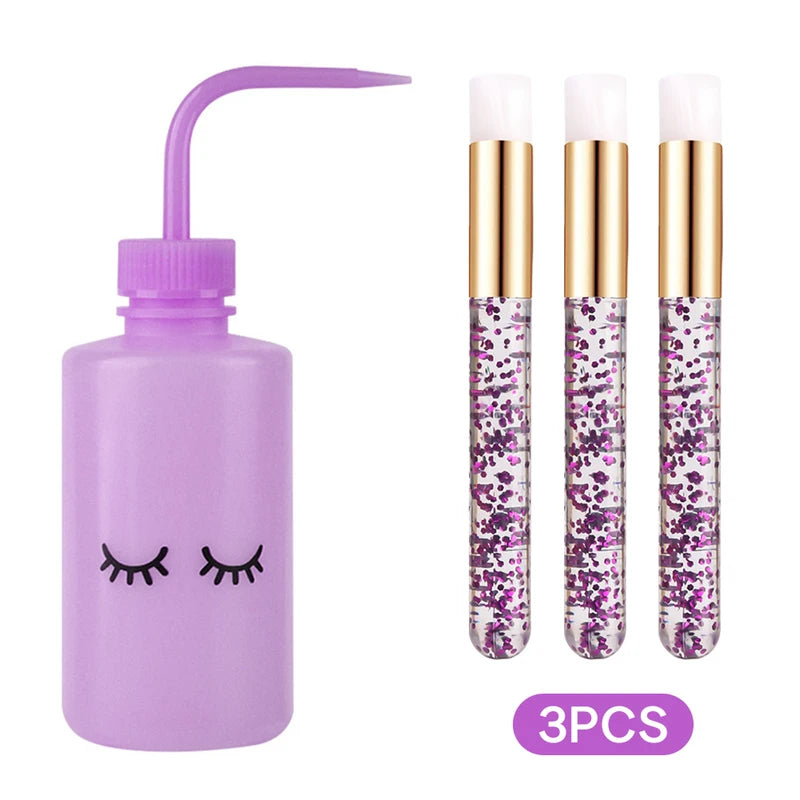 Eyelash Cleaning Brush Bottle Set - Makeup Tools for Lash Extension Care