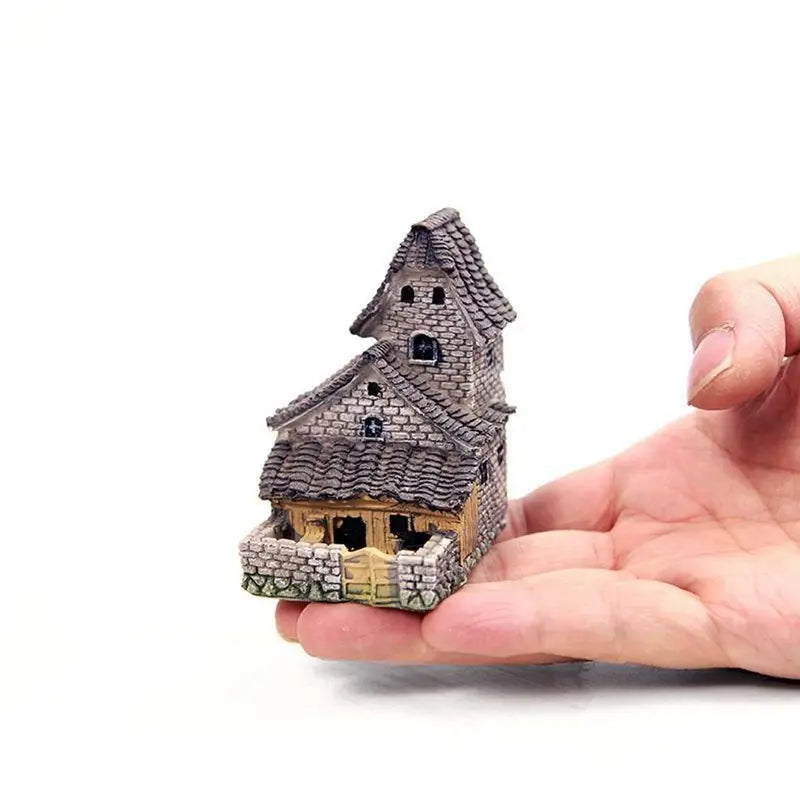Resin Miniature House Figurines for Home Decor Fairy Garden Bonsai Micro Landscape