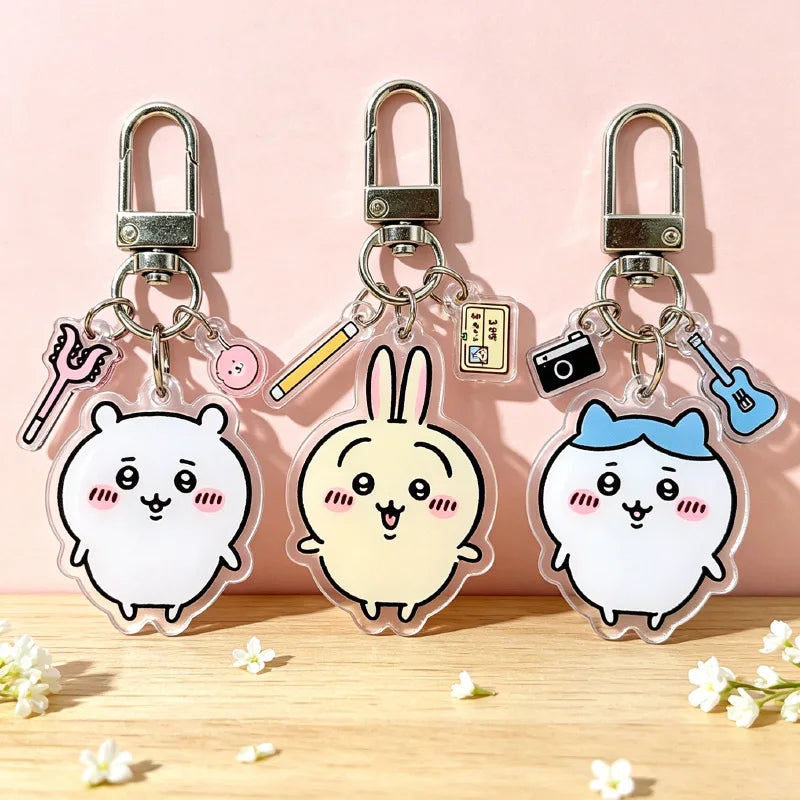 Acrylic Cartoon Keychain Pendant - Cute Hachiware Usagi Animal Accessory Gift