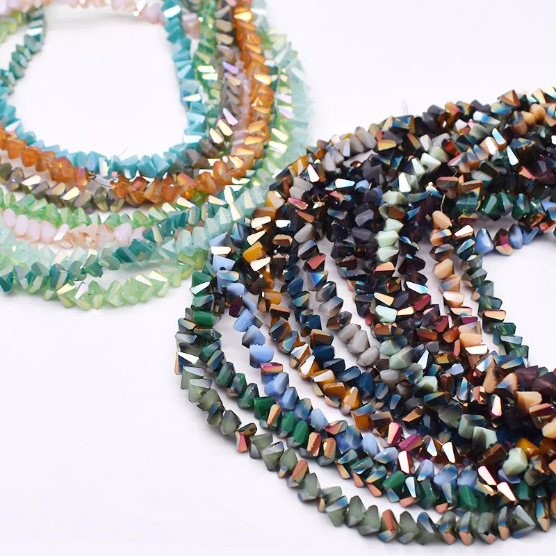 Faceted Triangle Glass Beads for Jewelry Making - Loose Crystal Spacer Beads