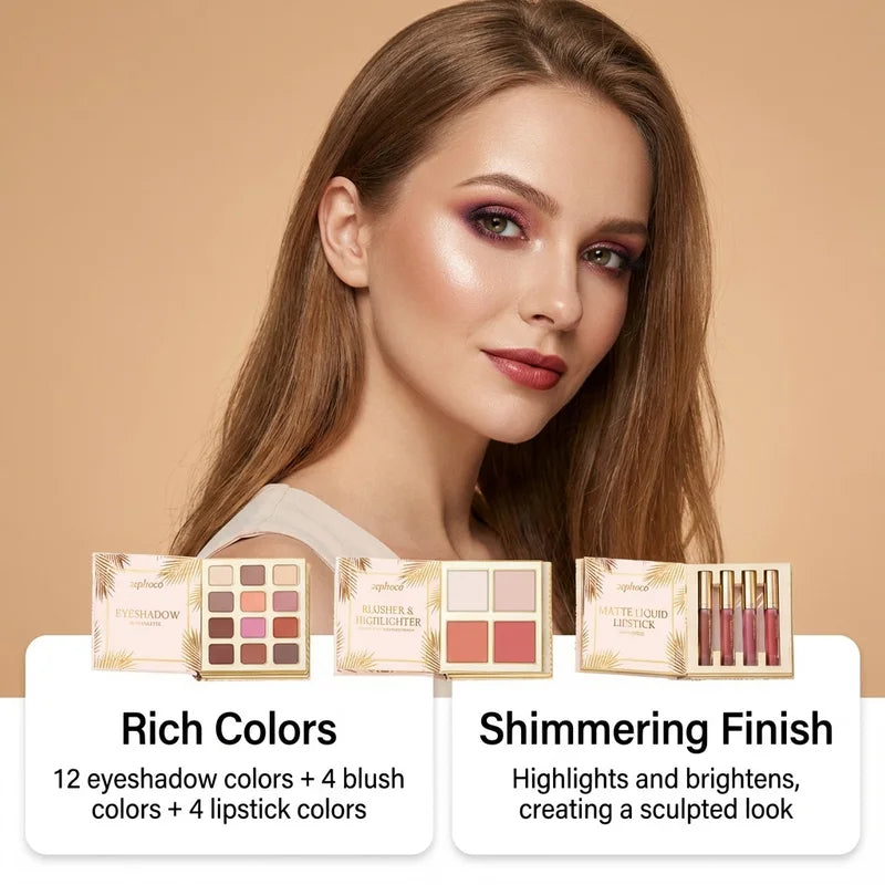 All-in-One Tropical Gilded Makeup Palette with Eye, Face, Lip & Highlighter Shades