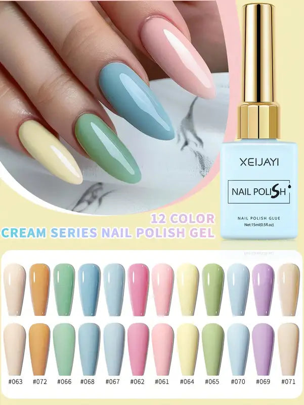 2025 Macaron Color Gel Nail Polish Set - 12 Trendy Shades Long-Lasting & Chip-Resistant