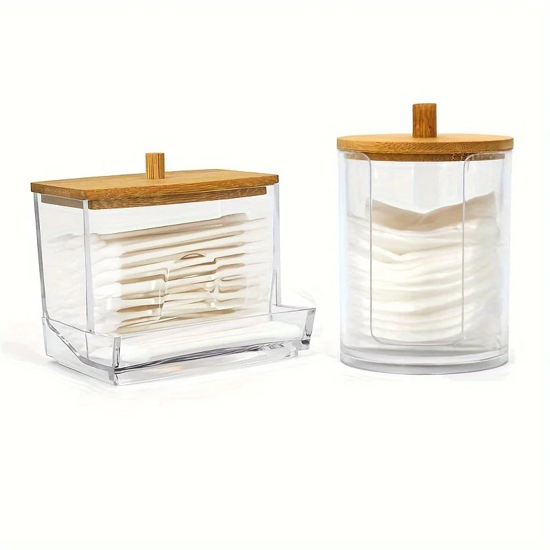 Clear Acrylic Makeup Organizer with Cotton Pad Holder - Multiple Colors