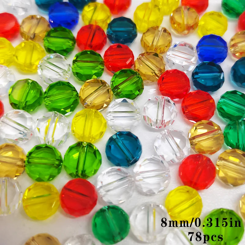 Colorful Flat Disc Glass Beads for Jewelry Making - Crystal Faceted Beads