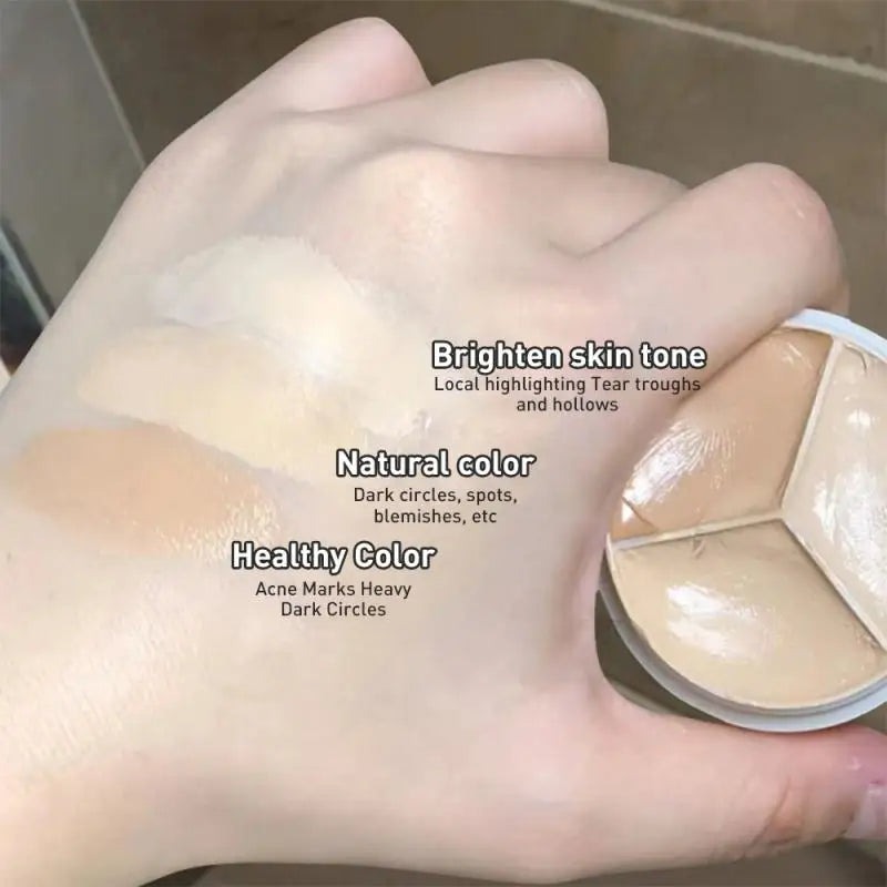 3-Color Concealer Palette for Face and Eye Dark Circles Blemishes Makeup