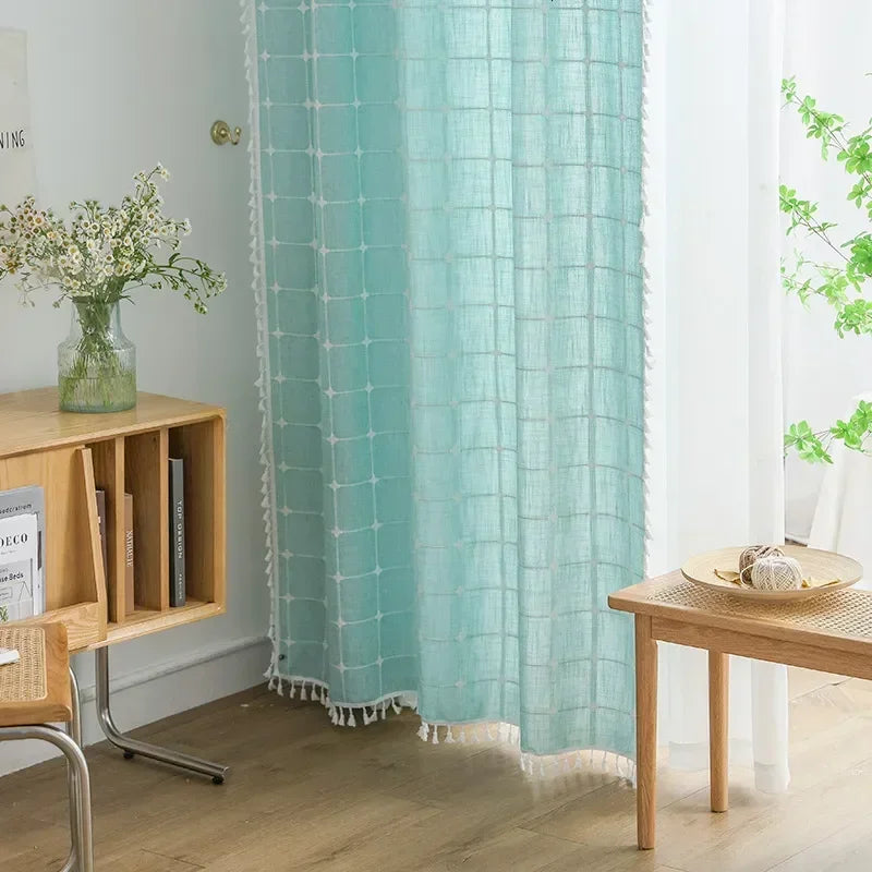 Sheer Jacquard Curtains for Living Room and Bedroom - Modern Silk Window Drapes
