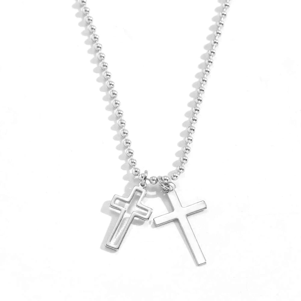 Minimalist Stainless Steel Cross Pendant Necklace for Men Women - Gold Color Jewelry