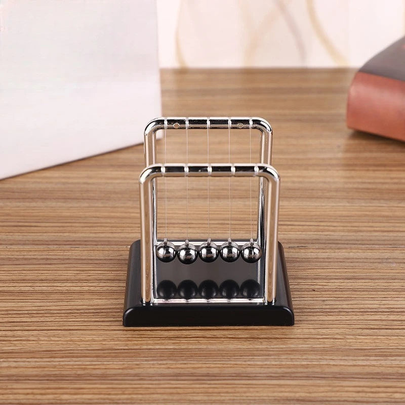 Metal Newtons Cradle Desk Ornament - Black White Sphere Office Decor