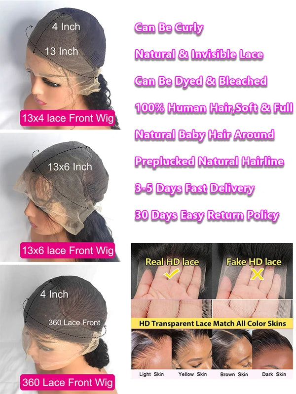 200% Real Density Bone Straight 13x6 13x4 Transparent HD Lace Frontal