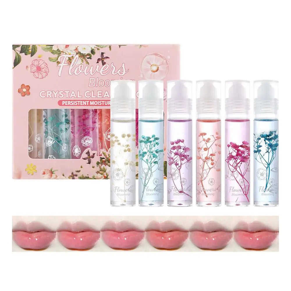 Moisturizing Lip Oil Set - Long-Lasting Clear Lip Gloss & Balm, 6pcs
