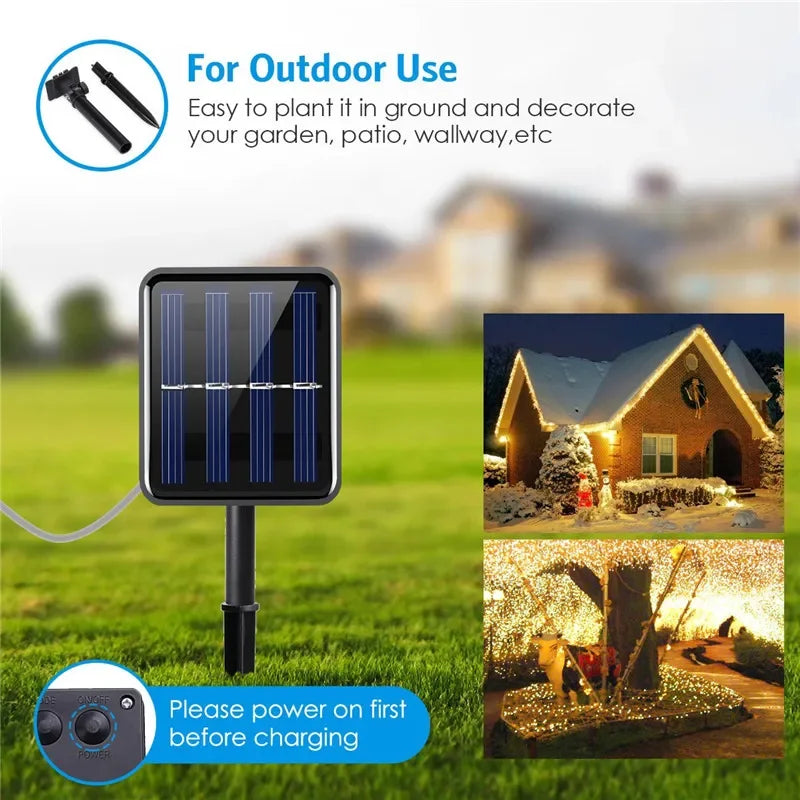 Outdoor Waterproof Solar LED Fairy String Lights for Garden & Party Decoration