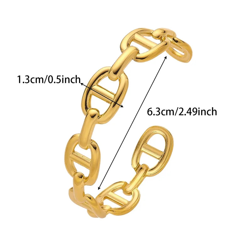 Gold Color Skeleton Bracelet for Women Wide Bangle Jewelry Gift
