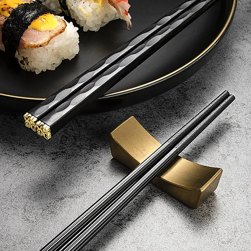 Reusable Alloy Chopsticks Set - Japanese & Korean Style Flatware for Kitchen Tableware
