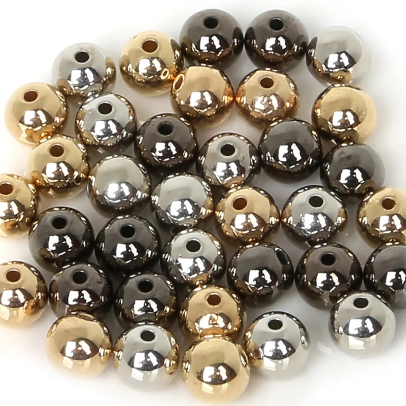 Assorted Round Bead Spacer Set for Jewelry Making - Gold & Silver Finish