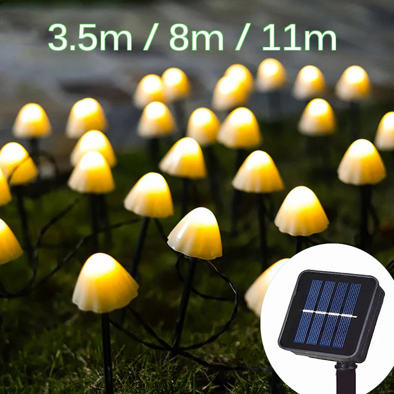 Solar Mushroom String Lights for Garden Patio Outdoor Landscape Decor