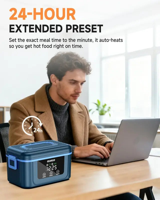 Cordless Electric Lunch Box 1.4L Self-Heating Food Warmer with Ice Crystal Box