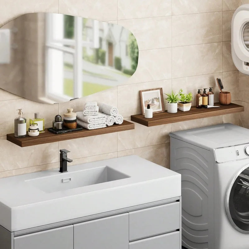 2-Pack Floating Wall Shelves 31.5in with Invisible Brackets for Bathroom Kitchen Living Room