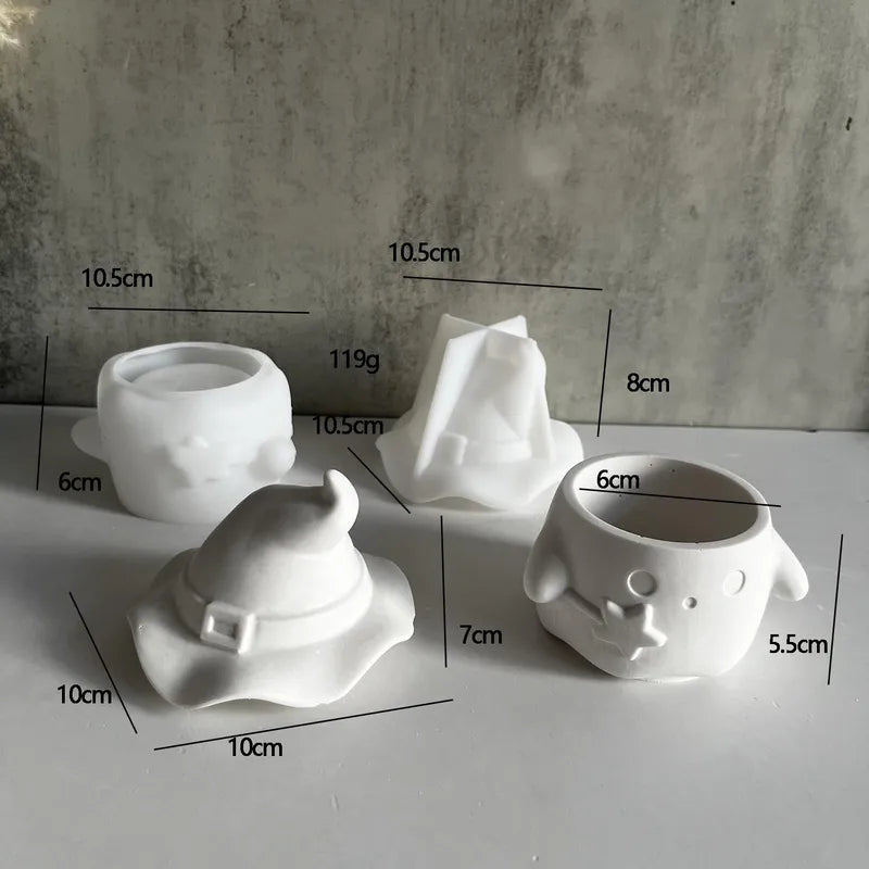 Halloween Wizard Hat Ghost Storage Box Silicone Mold Jewelry Candy Can Gypsum Tool