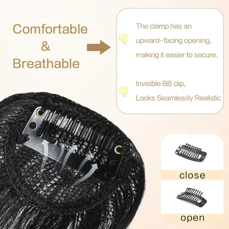 Clip-In Synthetic Bangs Hair Extension for Women & Girls - Natural Look
