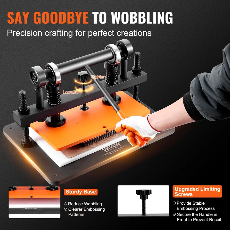 Leather Embossing Machine with Adjustable Pressure and Large Die Plate