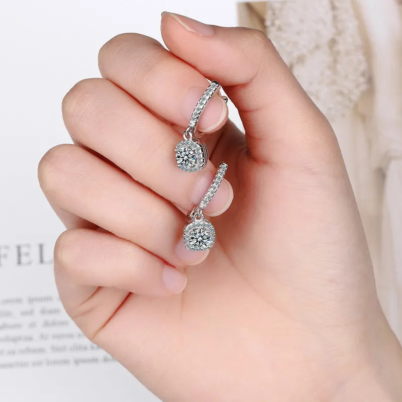 2CT Moissanite Hoop Earrings for Women Sterling Silver Dainty Dangle Jewelry
