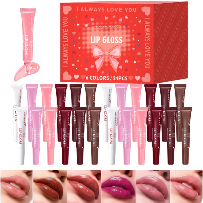 24-Piece Lip Gloss Set with Long-Lasting Moisturizing Lip Colors – Perfect Gift for Women