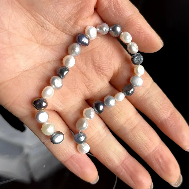 Natural Freshwater Pearl Beads 7-8mm Irregular Colored Beads for Jewelry Making - 18cm