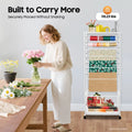 16-Layer Ribbon Organizer Rack - Double-Sided Iron Craft Storage with Lockable Wheels