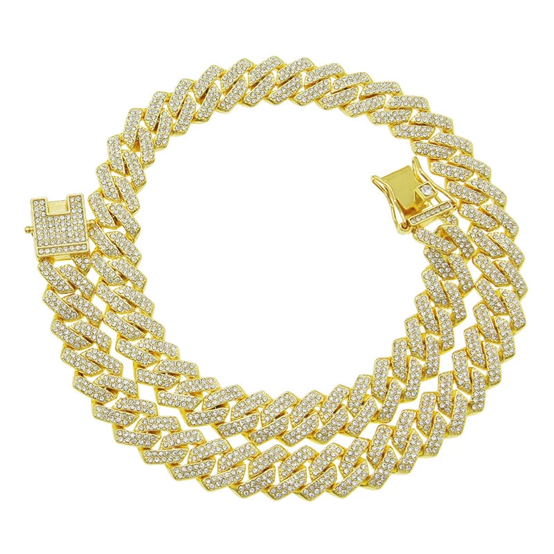 Men's Cuban Link Necklace 14MM Iced Out Chain Hip Hop Jewelry