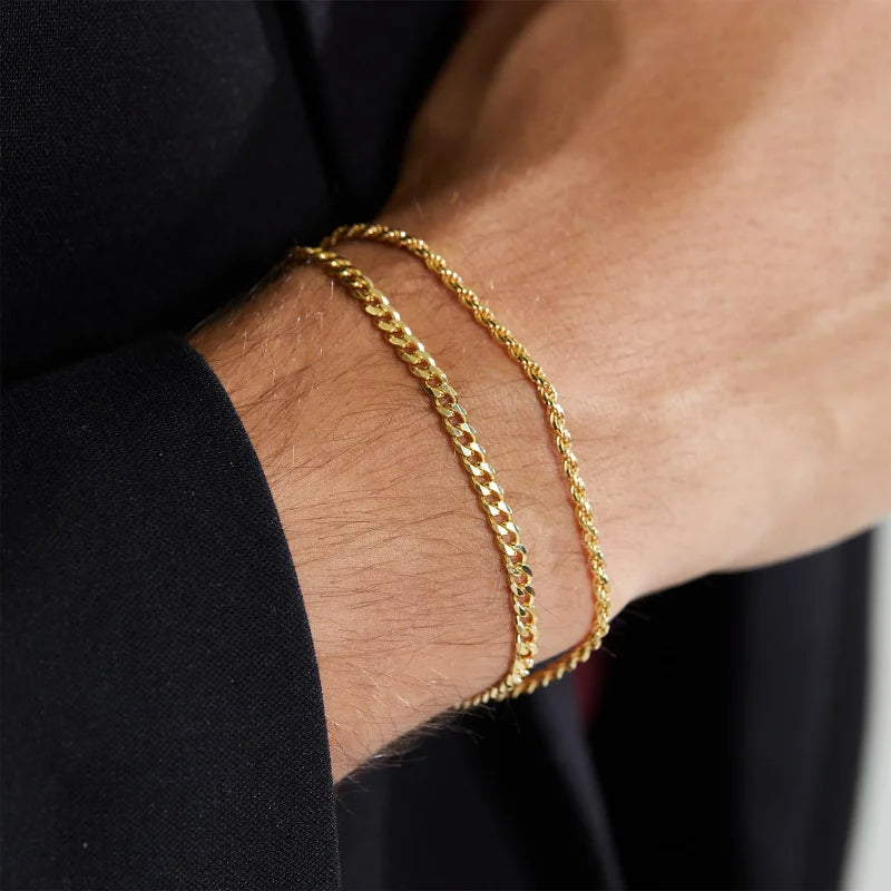 Stainless Steel Chain Bracelet Set for Men Waterproof Cuban Link Jewelry Gifts