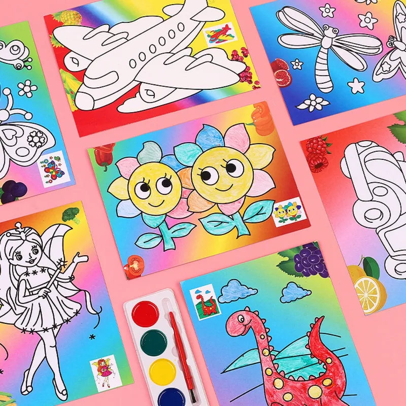 10-30 Pcs DIY Cartoon Paint Coloring Graffiti Art Set for Kids Party & School