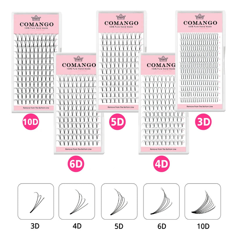 Premade Eyelash Extensions Fans 5pcs Tray Russian Volume Lashes for Eye Beauty