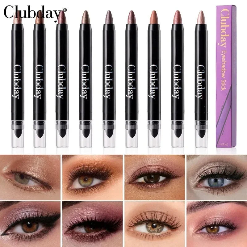 Double Ended Eyeshadow Stick with Sponge Brush - Water-Resistant Cream Makeup Pencil