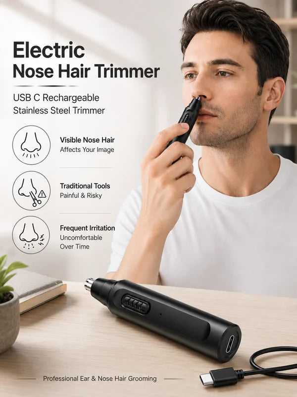 Rechargeable Electric Ear Nose Hair Trimmer with Stainless Steel Blades for Men & Women