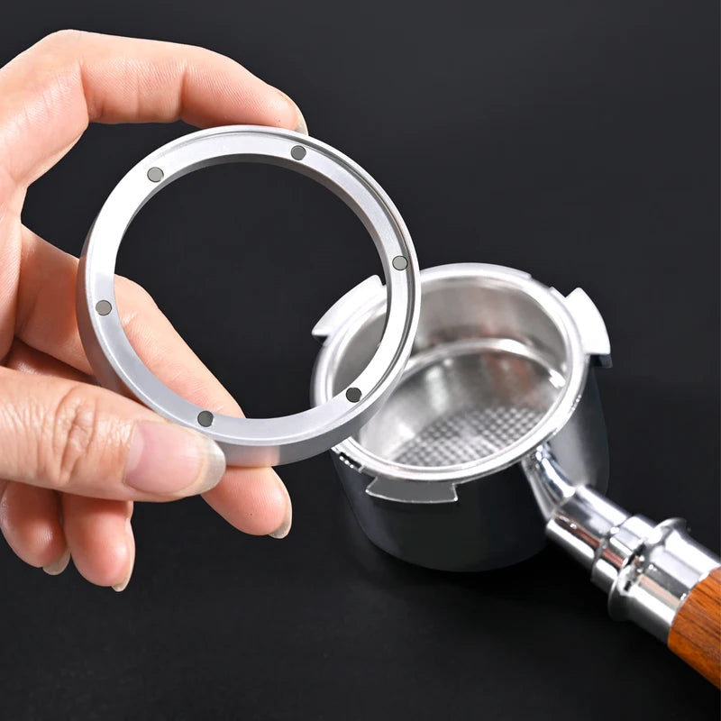 Coffee Dosing Funnel with Magnets - Aluminum Replacement Ring for Portafilter