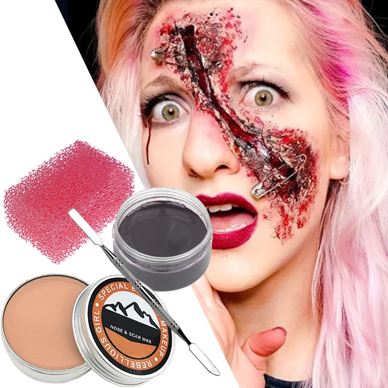 All-in-One Face & Body Paint Kit with 20 Oil Colors, Rainbow & Glitter for Special Effects Halloween