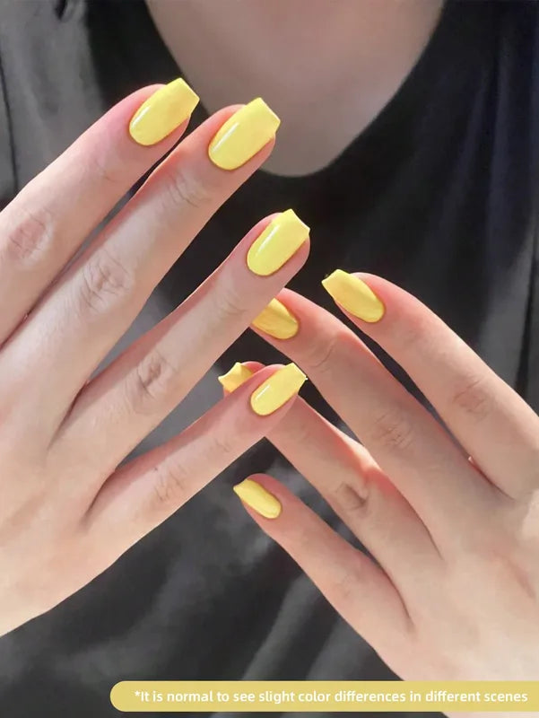 15ml Bright Yellow Gel Nail Polish - Soak Off, No Wipe, Suitable for All Seasons
