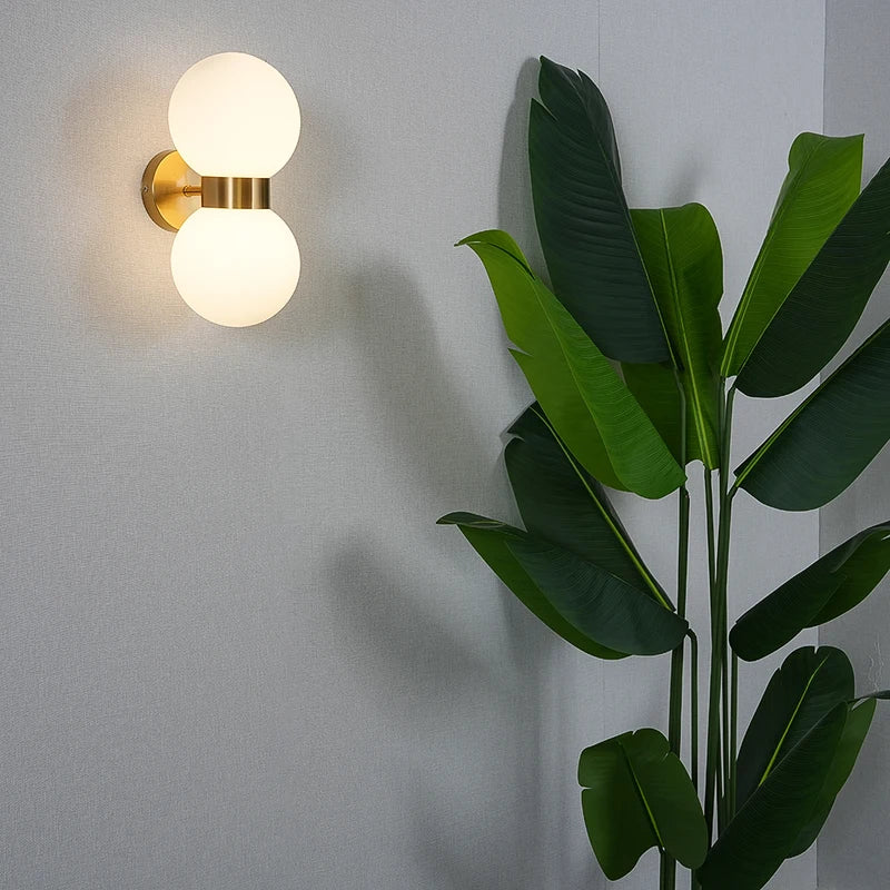 Milky White Ball Glass Wall Lamp - Modern Bedroom Wall Sconce for Living Room Decor