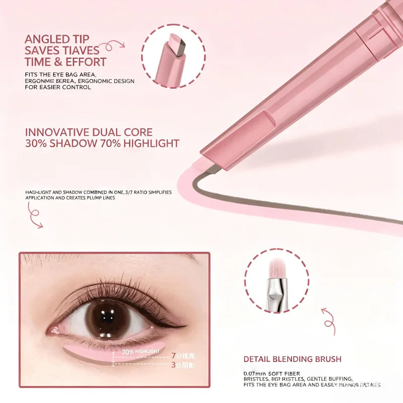 Korean 2-in-1 Eye Contour Pen & Highlighter for Bright, Enlarged Eyes - Waterproof & Smudgeproof