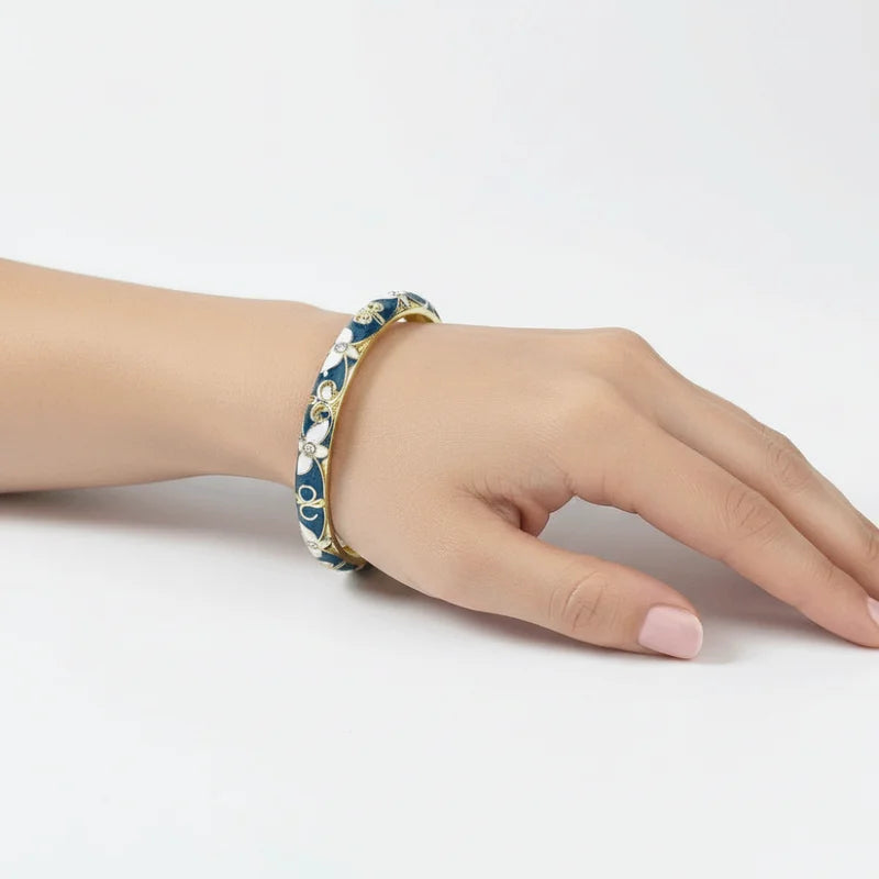 Vintage Enamel Floral Chinese Women’s Bracelet - Traditional Hand Jewelry Gift