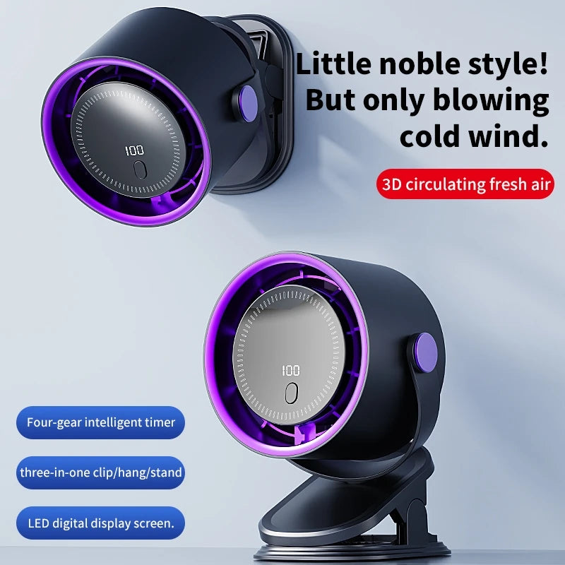 Mini Clip Fan with 3-in-1 Turbo High-Speed Circulating Fan - Adjustable & Portable