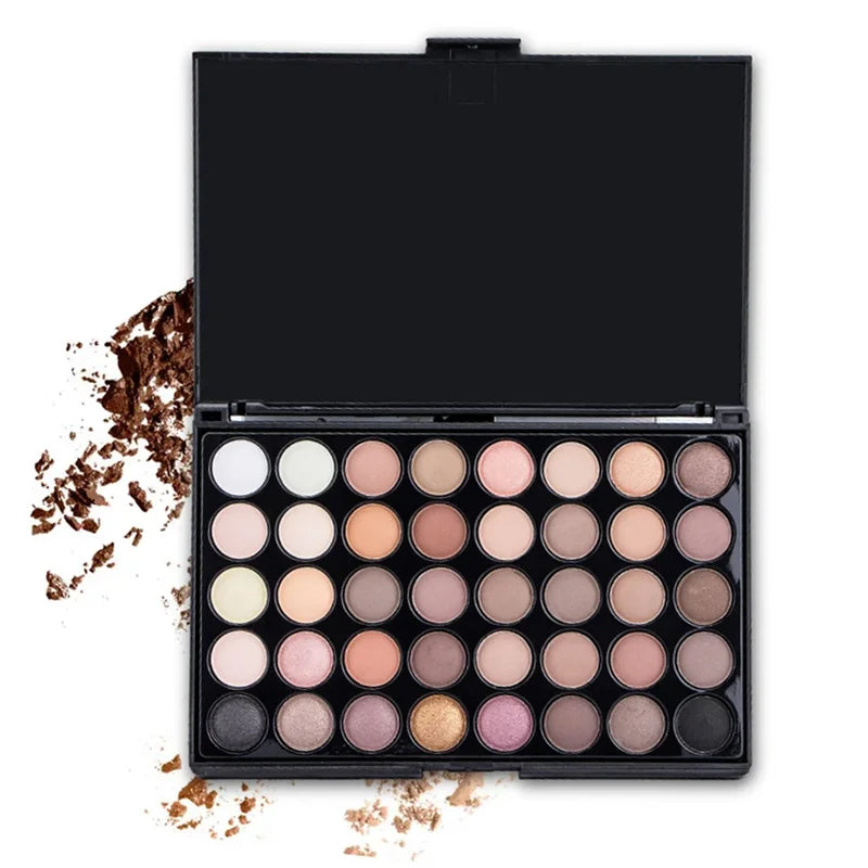 40-Color Matte Eyeshadow Palette with Glitter and Brush Set - Professional Eye Makeup