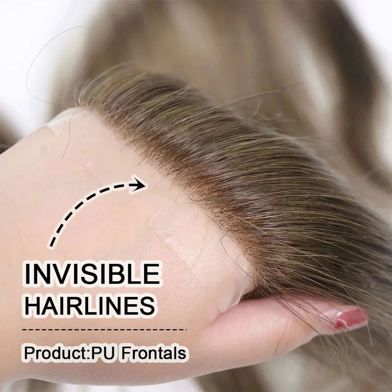 Men's Thin Skin PU Hair Toupee with V Style Frontal for Natural Look